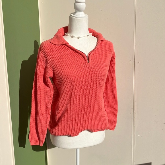 Vintage Sweaters - Vintage 70s 80s Pullover Half Zip Sweater